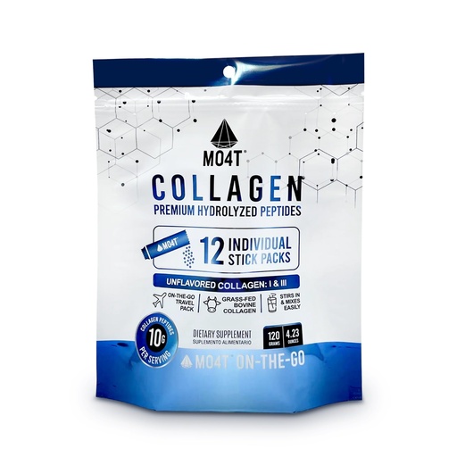 [BRSRAADRBYIQKE3H] Hydrolyzed Collagen Peptides - Collagen Travel Packets - Grass-Fed- Unflavored,-Portable Collagen Powder for Joints, Hair, Skin & Nails -12 Sachets - Collagen Stick Packs