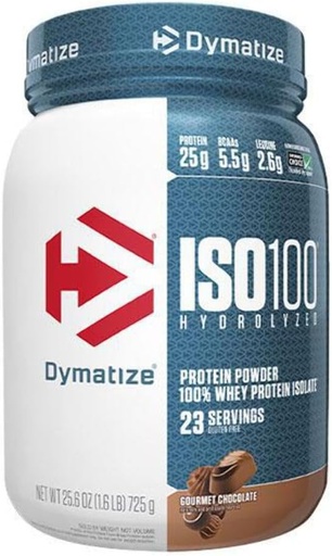 [BRSWKGYLPN7AE3Q7] Dymatize ISO 100 Hydrolyzed Whey Protein Isolate - Gourmet Chocolate 1.6 lbs