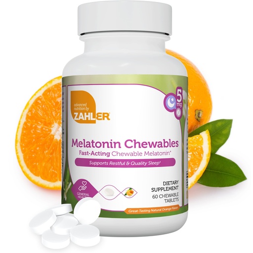 [BRSROHQQCEFRSAAZ] Zahler Melatonin 5mg Tablets - Fast-Acting Chewable Melatonin 5 mg Tablets - Delicious Orange Flavor - Supports Restful and Quality Sleep - Kosher Non GMO Made in USA Dietary Supplement, 60 Count