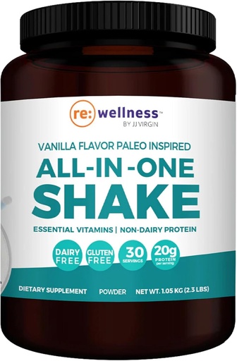 [BRSWIGIHOIOGKALA] Reignite Wellness by JJ Virgin Vanilla Paleo-Inspired All-in-One Shake Gluten Free + Dairy Free Білок Порошок Містить 20G білку яловичини з вітамінами, мінералами, амінокислотами 30 Сервінги