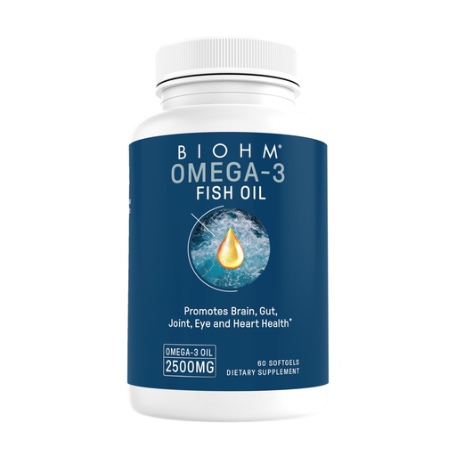 [BRSROBQ5BUBWOH37] BIOHM Omega-3 Fish Oil 2500mg, 60 Softgels, High Potency 860mg EPA & 630mg DHA, Omega 3 Fatty Acid Supplements to Support Brain, Joint, Eye, Liver & Gut Health, Sustainably Sourced