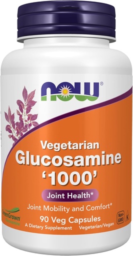 [BRSWIYYBOIMGG2DO] AHORA Suplementos de alimentos, Glucosamina '1000' (GreenGrown® Glucosamine), Vegetariano, 90 cápsulas de verduras