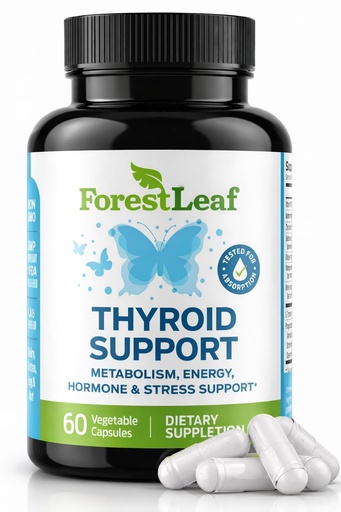 [BRSWGYADDEMG23D3] Thyroid Support for Women and Men with Iodine - Energy, Focus & Power Thyroid Supplement - All Natural Herbal Mineral and Vitamin Complex with B12, Zinc, Selenium, Ashwagandha - 60 Vegetarian Capsules