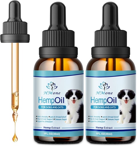 [BRSRAGQOPIJR4AYY] Hemp Oil for Dogs and Cats - Helps Pets with Anxiety, Stress Relief and Sеizures - Arthritis Hip Joint Pain Relief - Hemp Calming Drops Sleep Aid for Dogs 2PACK