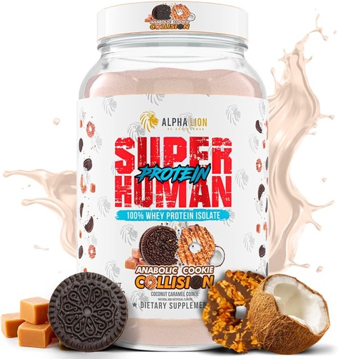 [BRSRMEAQOUPAE33O] ALPHA LION Superhuman Whey Protein Powder, Great Tasting Pure Whey Protein Isolate, Low Carb, Low Sugar, No Bloat Post Workout, Muscle Recovery & Growth (28 Servings, Cookie Collision)