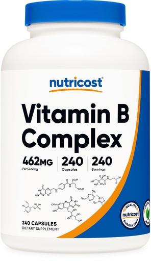 [BRSWGZIDAB4BGGTD] Nutricost Vitamin B Complex 462mg, 240 Capsules - with Vitamin C - Energy Complex