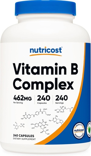 [BRSWGZIDAB4BGGTD] Nutricost Vitamin B Kompleks 462mg, 240 Kapsul - dengan Vitamin C - Energi Kompleks