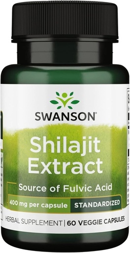 [BRSWIZT5AYFQGG3C] Swanson Shilajit Extract - Herbal Supplement Promoting Cell Growth Support - Natural Formula for Overall Wellness - (400 Milligrams 60 Veg Capsules)