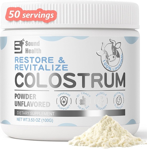 [BRSRAALYDMNA4CLV] Colostrum Supplement Powder for Humans - Organic Bovine Colostrum Supplement for Gut Health, Hair Growth, Beauty, and Immune Support - Unflavored (50 Servings)