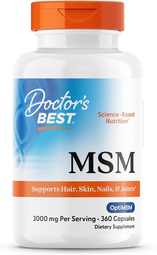 [BRSWIGT2BAIB4FL4] Doctor's BEST MSM, Supports Hair, Skin, Nails, & Joints, Non-GMO, Gluten Free, 3000 mg Per Serving, 360 Capsules