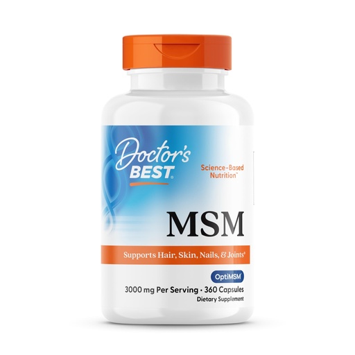 [BRSWIGT2BAIB4FL4] Doctor's Best MSM Supplement Capsules for Men & Women - Supports Hair, Skin, Nails, Joint Health & Mobility, 3000 mg Per Serving, Delivers Beneficial Sulfur w/ OptiMSM, Gluten Free, Non GMO - 360 Caps