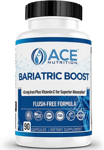 [BRSWGGALCMIGMD3J] Bariatric Boost One-A-Day Multivitamin 90 Day Supply with 45mg Iron Post Gastric Bypass Sleeve Surgery ← Non-GMO, Gluten Free, Bariatric Multivitamin Made in USA ←