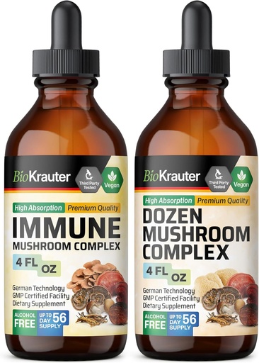 [BRSRAGL3OYFRQC3J] BIO KRAUTER Immune Mushroom Tincture 4 Fl. Oz. & Dozen Mushroom Tincture 4 Fl. Oz.