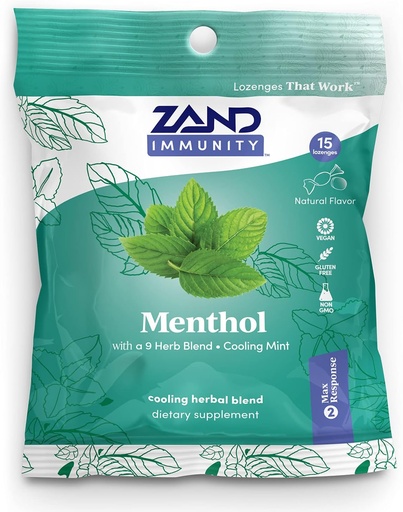 [BRSWIBQDOUPRU3DA] ZAND Imunity Menthol HerbaLozenge Kašel Kašel 124; Peppermint, Eucalyptus, Herb Blend 124; No Corn Syrup (15 Lozenges)