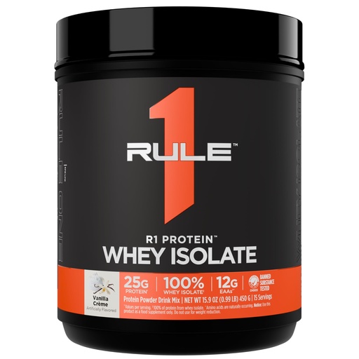 [BRSROAT7O4BWKHL4] Rule 1 Proteins R1 Protein Whey Isolate - with 25g Protein & 6g BCAA Exclusively from Isolated & Hydrolyzed Sources for Workout Recovery (1 Pound, Vanilla Creme)