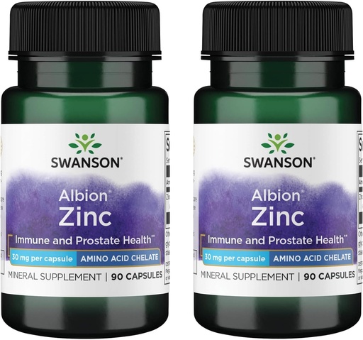 [BRSRM2YHDIHA2CY6] Swanson Albion Chelated Zinc Glycinate 30 Milligrams 90 Capsules (2 Pack)