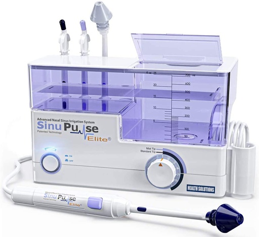 [BRSWIYYKCQOWAE3E] SinuPulse Elite Advanced Nasal Irrigation System with 30 SinuAir Saline Packets, Pulsating Nasal Congestion Relief & Sinus Rinse Machine, More Effective Than Neti Pot or Nose Spray
