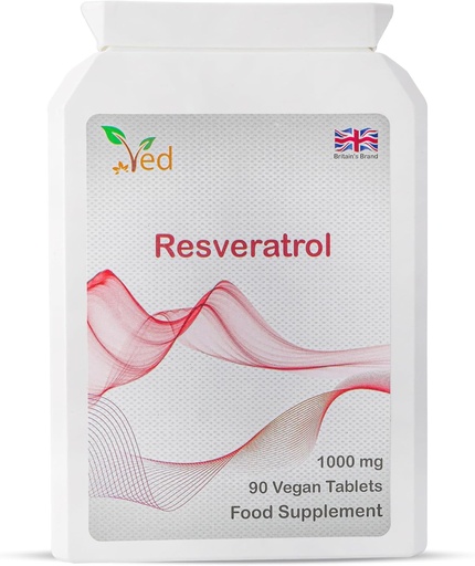 [BRSWYZTQCIDROHTO] Ved RESVERATROL 1000 mg 90 平板,Potent 抗氧化剂 &,促进抗衰老,心血管支持,每瓶90天供应.