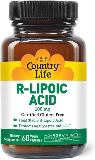 [BRSWIYQPO4IQCDT4] Country Life R-Alpha Lipoic Acid Complex 300mg - Alpha-Lipoic Acid 270mg & R-Lipoic Acid 30mg - Antioxidant Support - No Yeast, Corn, Wheat, Soy, Gluten, Milk - Alpha Lipoic Acid Supplement