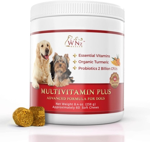 [BRSWGEDQOAOQODQY] Dog Multivitamins and Supplements, Probiotics for Dogs w/Turmeric & Yucca, Probiotic Dog Chews for Brain Function, Gut & Immune Support, Joint Health & Anti-Inflammatory Supplement, 60 Chews, 8.4 oz