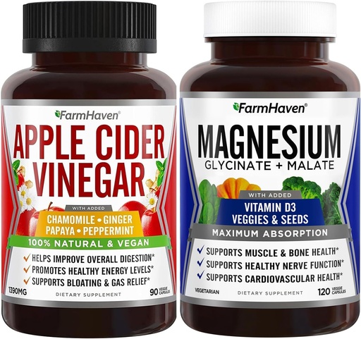 [BRSWYBI6BNYBOGQ3] FarmHaven Magnesium Glycinate & Malate Complex dan Apple Cider Vinegar Capsules