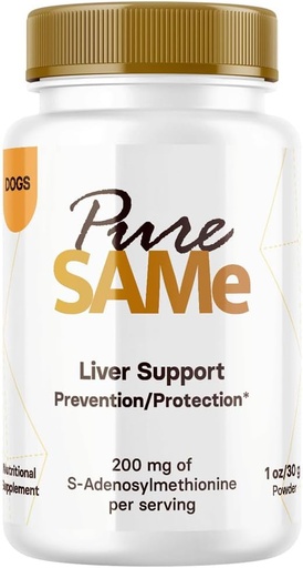 [BRSRAFA5BUPGMAIY] Pure SAM-e 200 mg Liver Support for Dogs - Chicken Flavored Premium Liver Supplements - S-Adenosylmethionine for Dogs to Support Healthy Hepatic Function - Scoop Included 30g (1oz)