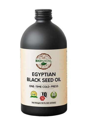 [BRSW2C3QBMMW2E3A] BioNatal Egyptian Black Seed Oil – Cold Pressed Nigella Sativa Producing Black Cumin Seed Oil, Unrefined & Non-Filtered, High TQ Up to 1.15% – Supports Immune System, Digestion & Joints 16oz Glass