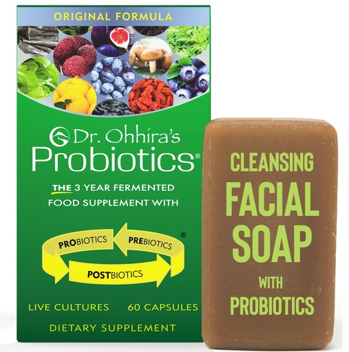 [BRSWGFL2BMIQOHI4] Dr. Ohhira's Probiotics Original Formula 60 Capsules with Bonus Beauty Bar Soap Travel Size 20g - No Refrigeration Supplement for Women and Men, 13 Probiotic Strains