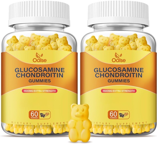[BRSRMBD7CUCQEFLG] Vegan Glucosamine Chondroitin Gummies, Support Supplement for Adults Men & Women, 1500mg Extra Strength Glucosamine with Chondroitin MSM Turmeric Elderberry for Health