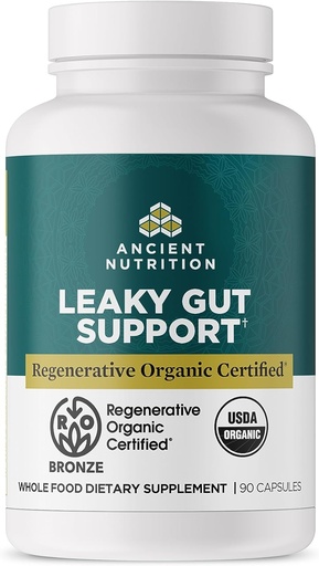 [BRSROZIBBEFBU2Q3] Ancient Nutrition Gut Health Appendix, Regenerativní Organic Certified Leaky Gut Kapsle, Vyrobeno s Lion 's Mane, Fermented Licorice Root a Spearmint, Gluten Free, Paleo a Keto Friendly, 90