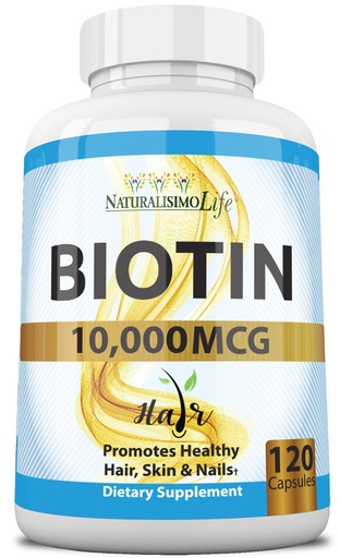 [BRSWGAD3BYNGGA3F] Biotin 10,000 mcg High Potency - Natural Hair, Skin, Nail & Metabolism 120 Capsules