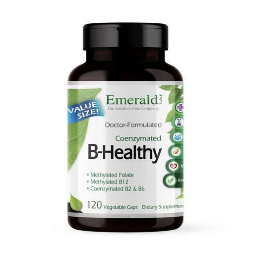 [BRSWIAY7BZ4QI2TE] EMERALD LABS B-Healthy - Vegan Vitamin B Complex - Includes Methylated Folic Acid & Full Spectrum B Vitamins - Supports Immune, Brain & Heart Health* - 120 Vegetable Capsules