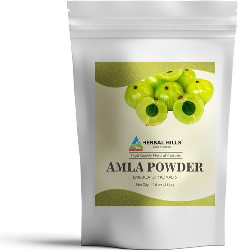 [BRSRMFANA4FROFI7] HERBAL HILLS Amla Powder 454 GMS Indian Gooseberry Emblica Officinalis Rich in Antioxidant (16 Ounce Pack 1)