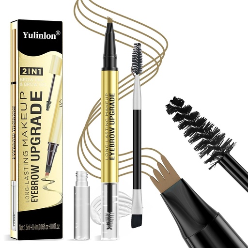 [BRSRAH34BMIAIGT6] 2 in 1 Long-Lasting Eyebrow Pencil and Brow Up-Grade Gel, Light Brown and Brown Shades (3#Dark Brown)