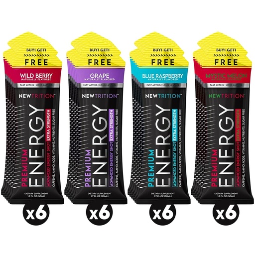 [BRSROYIDOJ7WYHLU] NewTrition® Extra Strength Energy Shots 1.7 fl oz (Pack of 24, 4 Flavors) - 250mg Caffeine with B Vitamins & Amino Acids, Sugar-Free Zero Calorie Vitamin Energy Drink for Focus & Endurance (Mixed-1)