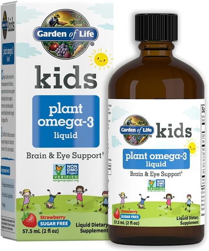 [BRSWGBQZOUHRAHT3] Jardí de Nens Life Plant Omega-3 Canviad, Strawberry - Vegan Braon i Ull per a nens, Plant-Based Children Omega 3 ALA, DHA i EPA suplementari per a Nens, Sugar Free i noGMO - 2 ozí