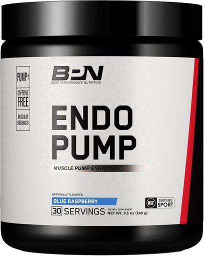 [BRSWGAT6DMIBMFYU] BARE PERFORMANCE NUTRITION, BPN Endo Pump Pre-Workout Muscle Pump Enhancer, Aumento de flujo sanguíneo/transporte oxígeno a los músculos, Blue Raspberry