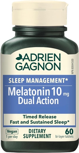 [BRSWKFQFOANBSG3K] Adrien Gagnon - Melatonin 10mg, Dual Action Time Release Melatonin for Deep Sleep, Natural Sleep Aids for Adults Extra Strength, 60 Vegan Melatonin Fast Dissolve Tablets