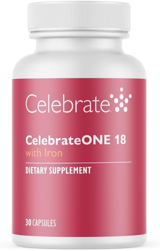 [BRSWGFL6AR7RGC3F] Celebrate Vitamins CelebrateONE 18, 18mg Iron - Once Daily Bariatric Multivitamin, Essential Vitamins & Minerals - Gastric Bypass & Sleeve Gastrectomy Supplement (30 Capsules)