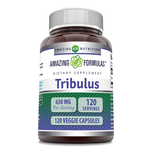 [BRSWGHAPOEJWK33X] Amazing Formulas Tribulus Terrestris Extract 630 Mg | (Made with Organic Tribulus) | Veggie Capsules Supplement | Non-GMO | Gluten-Free | Made in USA (1 Pack | 120 Count)