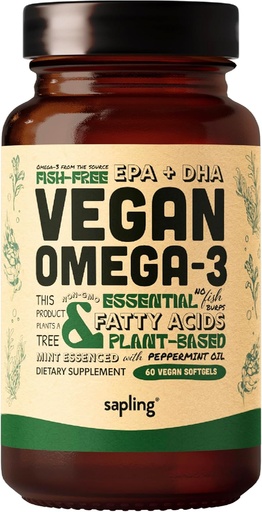 [BRSWGAABOQDWKFDO] Vegan Omega 3 Supplement - Plant Based DHA & EPA Fatty Acids - Carrageenan Free, Alternative to Fish Oil, Supports Heart, Brain, Joint Health - Sustainably Sourced Algae - 60 Softgels