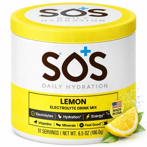 [BRSRMBATBECAOYLU] SOS Hydration Electrolyte Powder Drink Mix – Lemon 31 Servings | Low Sugar Electrolytes, 15 Cal | Keto Hydration Powder for Rapid Rehydration
