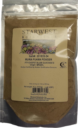 [BRSWIZQNBMBQ2234] Muira Puama Root Powder - 4 Oz