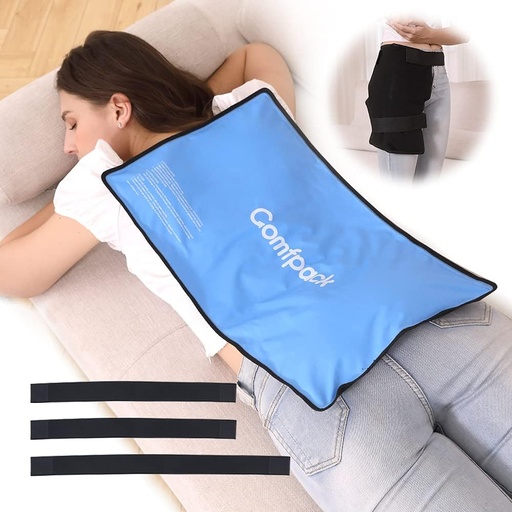 [BRSW2ZY3CR4AOALB] XL Ice Pack for Injuries Reusable, Flexible Hot Cold Pack 21.7 x 13 with 3 Straps for Full Back, Shoulder, Knee, Cold Pack Pain Relief for Swelling, Bruises, Muscle Pain, Inflammation