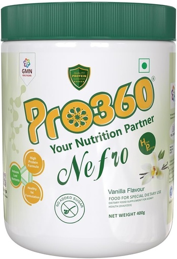 [BRSRABQPORYGGGTF] Nefr.o HP 400g (FKA Nephro) - Dialys Care Nutritional Supplement Powder - High Protein Formula Berikad med L-Taurin, L-Carnitine för njur / Renaal Health - No Added Sugar, Vanilla Flavour