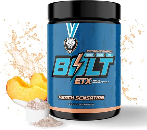 [BRSROZYFO4BWMFDK] 6AM Run Bolt - Pre Workout pulver for Instant Energy Boost for Cardio og fokus - Ingen Jitters, høy energikondisjonering formel - Alt naturlig, Keto, Vegan (Peach Sensation)
