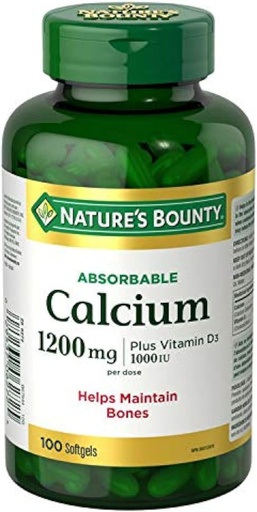 [BRSWEC37OBYQ4CQZ] Nature's Bounty Absorbable Calcium 1200mg plus Vitamin D3 1000IU 100 count