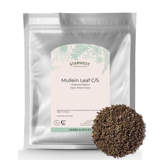 [BRSWIYANDJ5BG2LA] Starwest Botanicals Wildcrafted Mullein Leaf - Bulk 1 lb Bag | Dried Loose Leaf Herb for Tea, Cut & Sifted Bag, Certified Kosher