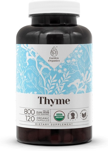 [BRSROGIKCEHGKEIU] Thyme USDA Organic 120 Capsules | High-Potency Natural Supplement | Certified Organic Vegetarian Capsules and Organic Thyme (Thymus Vulgaris) Dried Leaf (120 Capsules)