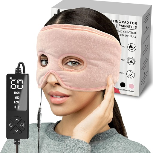 [BRSRMGIYOADQM23F] Moist Heat Sinus Pressure Relief Mask with 3 Heat Settings, Extra Large Face Heating Pad for Eyes, Sinusitis, Hormone Migraine, Tension Headache Relief